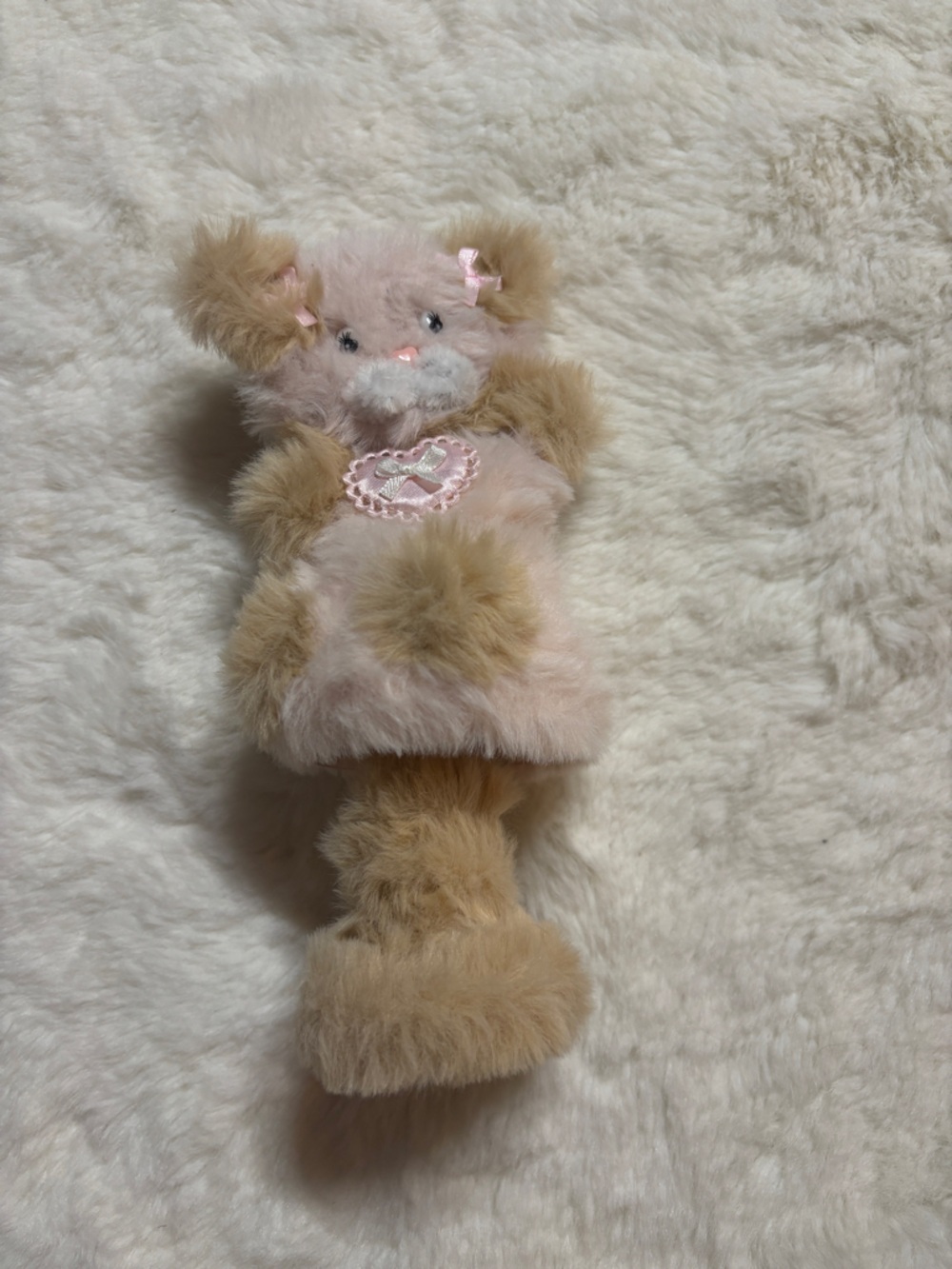 Handmade Lamp Plush Pink and Tan Faux Fur Decorative Accent - Home Art